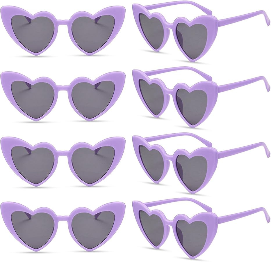 8 Pack Heart Shaped Sunglasses Womens Retro Cat Eye Heart Glasses Bachelorette Party Favors Bulk ... | Amazon (US)