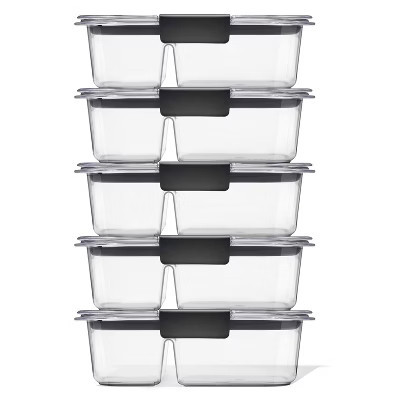 Rubbermaid 5pk 2.85 cup Brilliance Meal Prep Containers, 2-Compartment Food Storage Containers: Kitchen, Lunch, Clear | Target