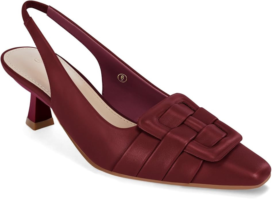 Zapatos de vestir bajos para mujer con tac\u00f3n kitten, zapatos de sal\u00f3n con correa traser... | Amazon (US)