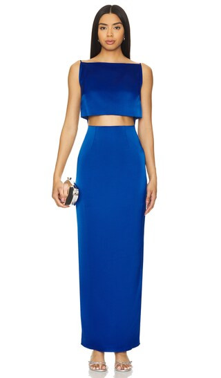 Oracle Boatneck Gown in Blue | Revolve Clothing (Global)