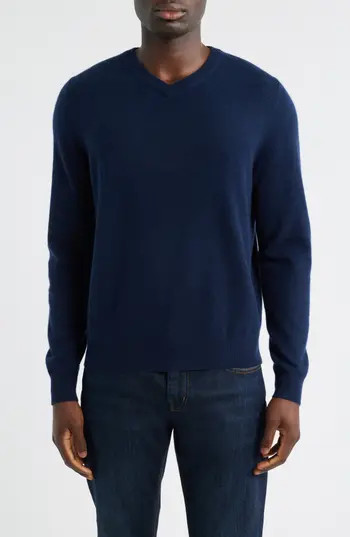 Nordstrom Cashmere V-Neck Sweater in Navy Night at Nordstrom Rack, Size Small | Nordstrom Rack