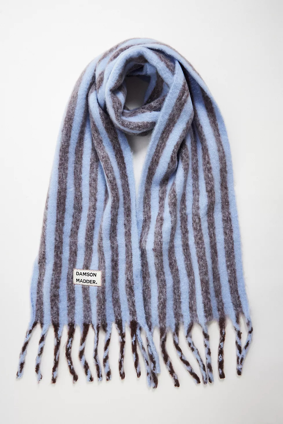 Damson Madder Fluffy Stripe Scarf | Urban Outfitters UK