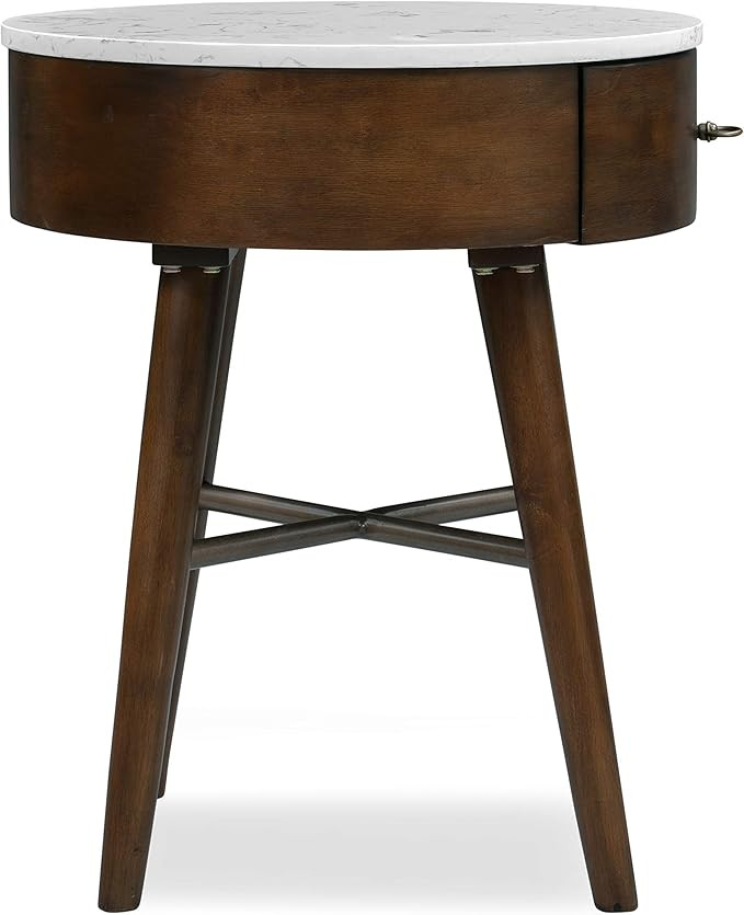 Poly & Bark Andover Marble Top Wooden Side Table, Walnut | Amazon (US)