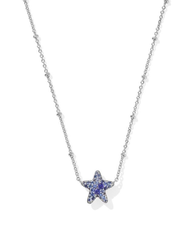 Jae Silver Star Pave Short Pendant Necklace in Blue Crystal | Kendra Scott | Kendra Scott