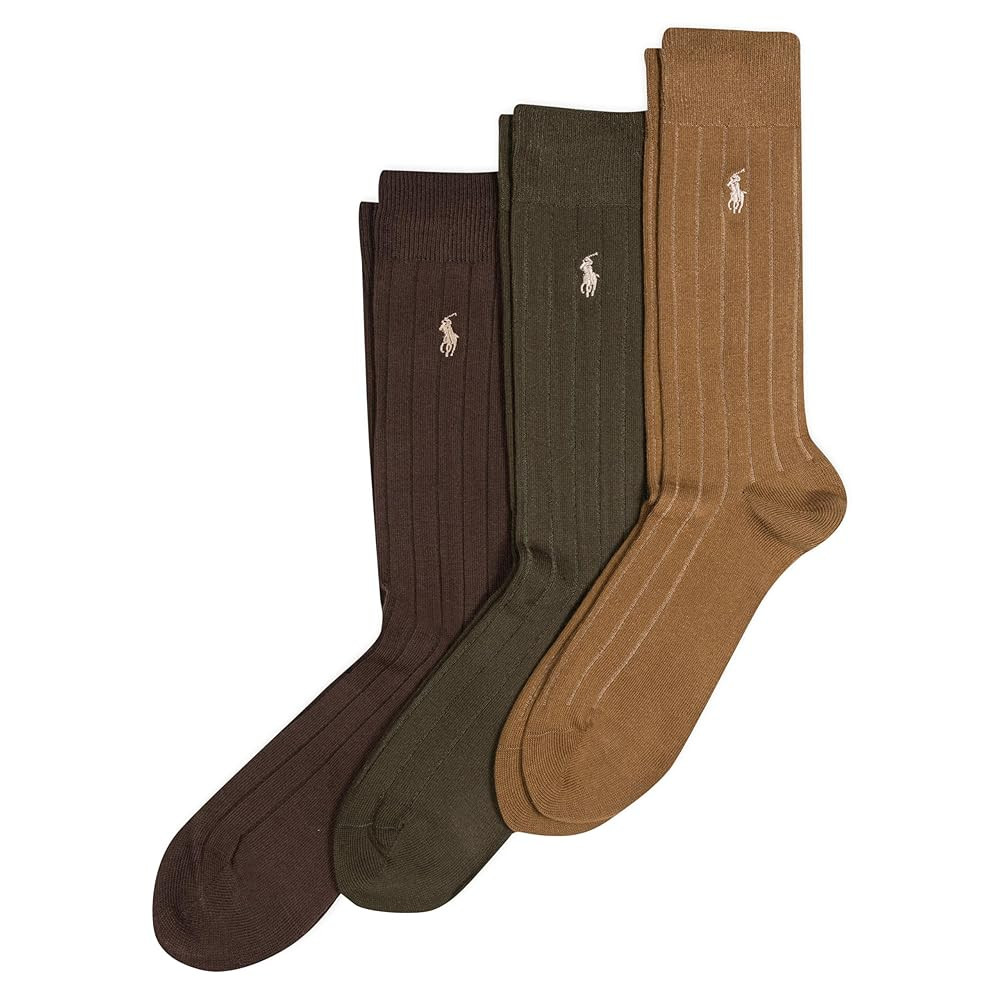 Polo Ralph Lauren Men's Cotton Ribbed Dress Crew Socks -3 Pair Pack-Soft and Lightweight Cotton C... | Amazon (US)