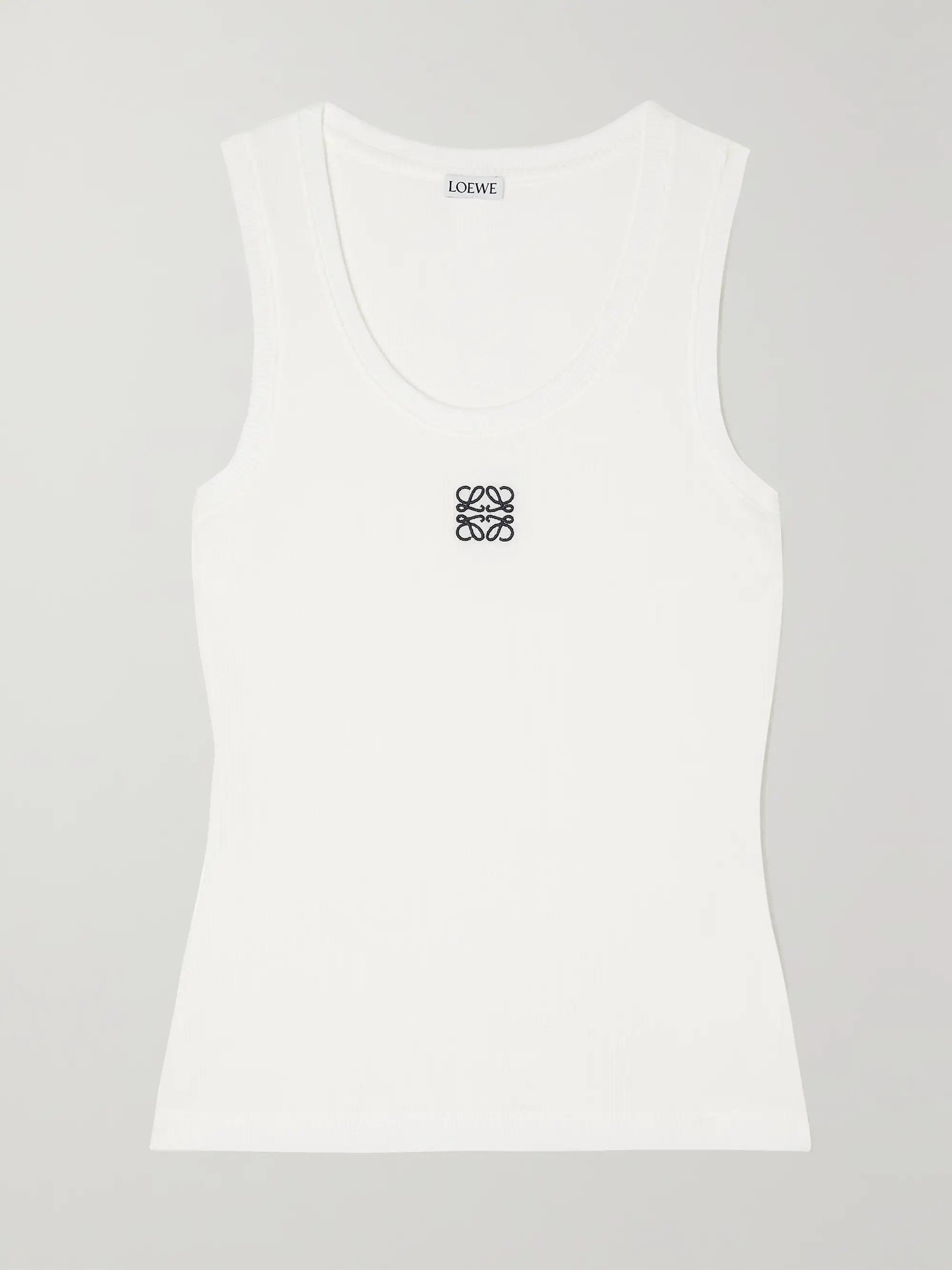 Embroidered ribbed stretch-cotton tank | NET-A-PORTER (UK & EU)