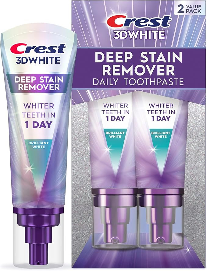 Crest 3D White Deep Stain Remover Toothpaste, Teeth whitening for Adults, 3.1oz, 2 Pack, Sensitiv... | Amazon (US)