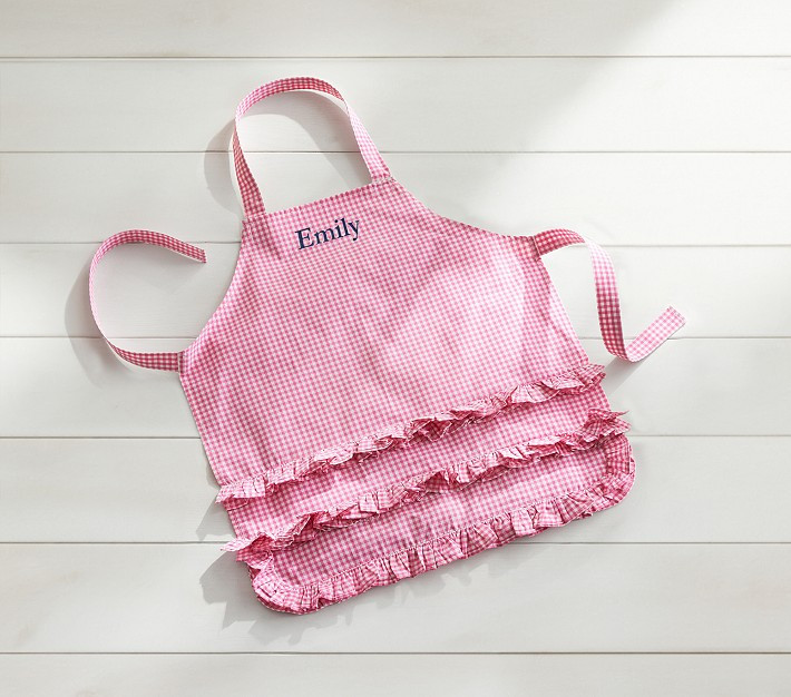 Pink Ruffle Gingham Apron | Pottery Barn Kids
