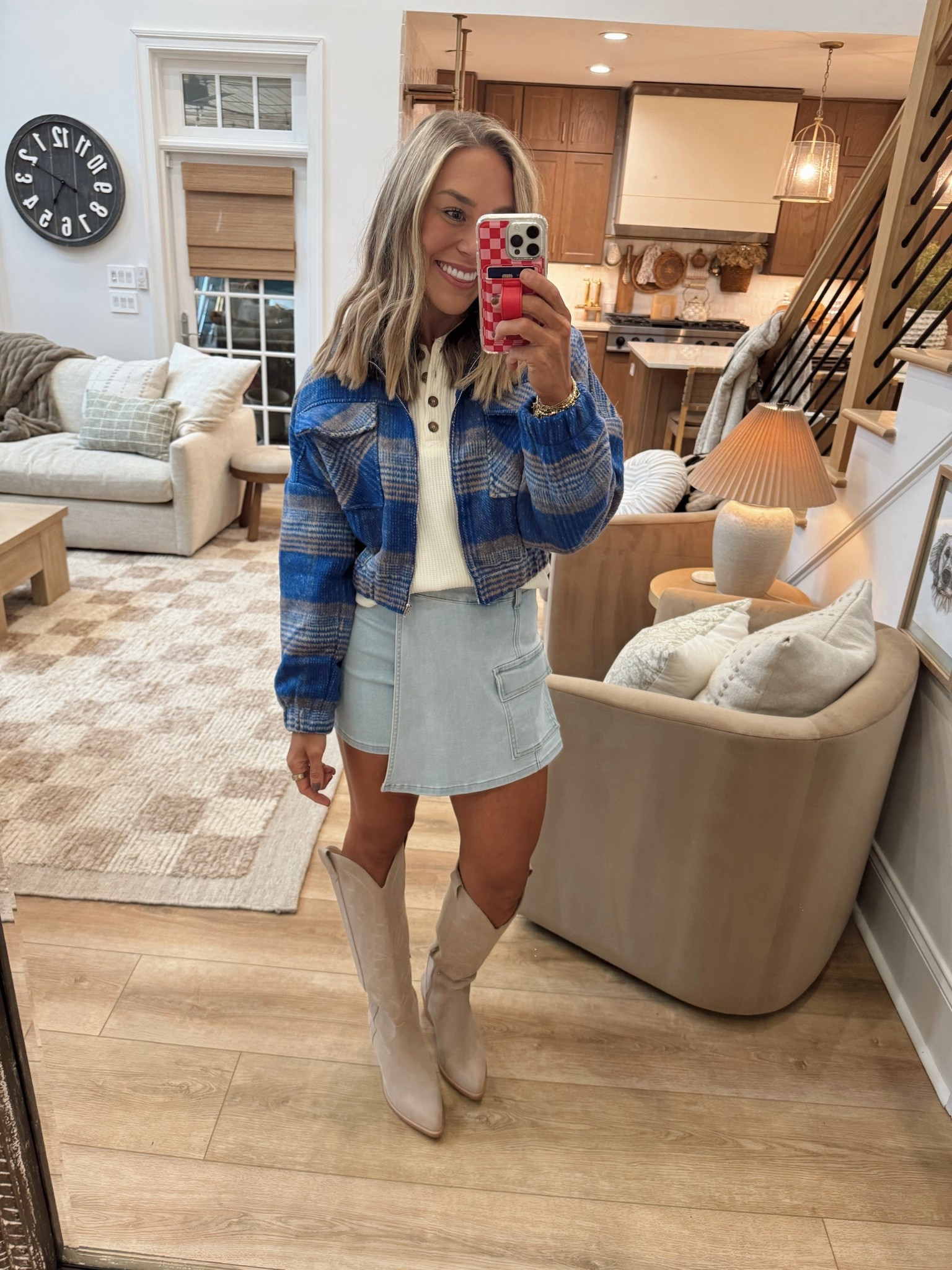 Sharing a SUPER cute Pink Lily pre fall inspired haul / try on today on IG! They just dropped some fall pieces recently that are great to incorporate into transitional fits🍂 code HOLLEY saves you 40% off site-wide until Sunday! 

S in skirt / shirt, M jacket & tts boots! 

Outfit inspo / neutrals / comfy / casual / sweaters / fall pictures / family photos / cardigans / skirts / boots / Holley Gabrielle 

#LTKSeasonal #LTKSaleAlert #LTKFindsUnder100