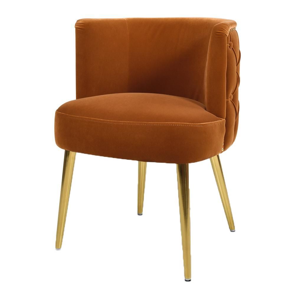 Jennifer Taylor Misty Burnt Orange Velvet Modern Glam Accent Arm Chair, Burnt Orange Performance Vel | The Home Depot