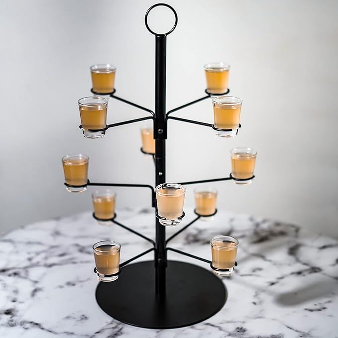 Tree Bar Cocktail Tree Stand, Black Metal Display Stand For Wine, Champagne, Cocktails, and Shot ... | Amazon (US)