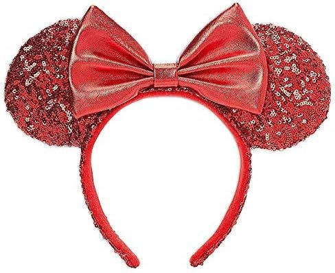 Disney Parks Minnie Mouse Sequined Ear Headband for Adults – Red | Amazon (US)