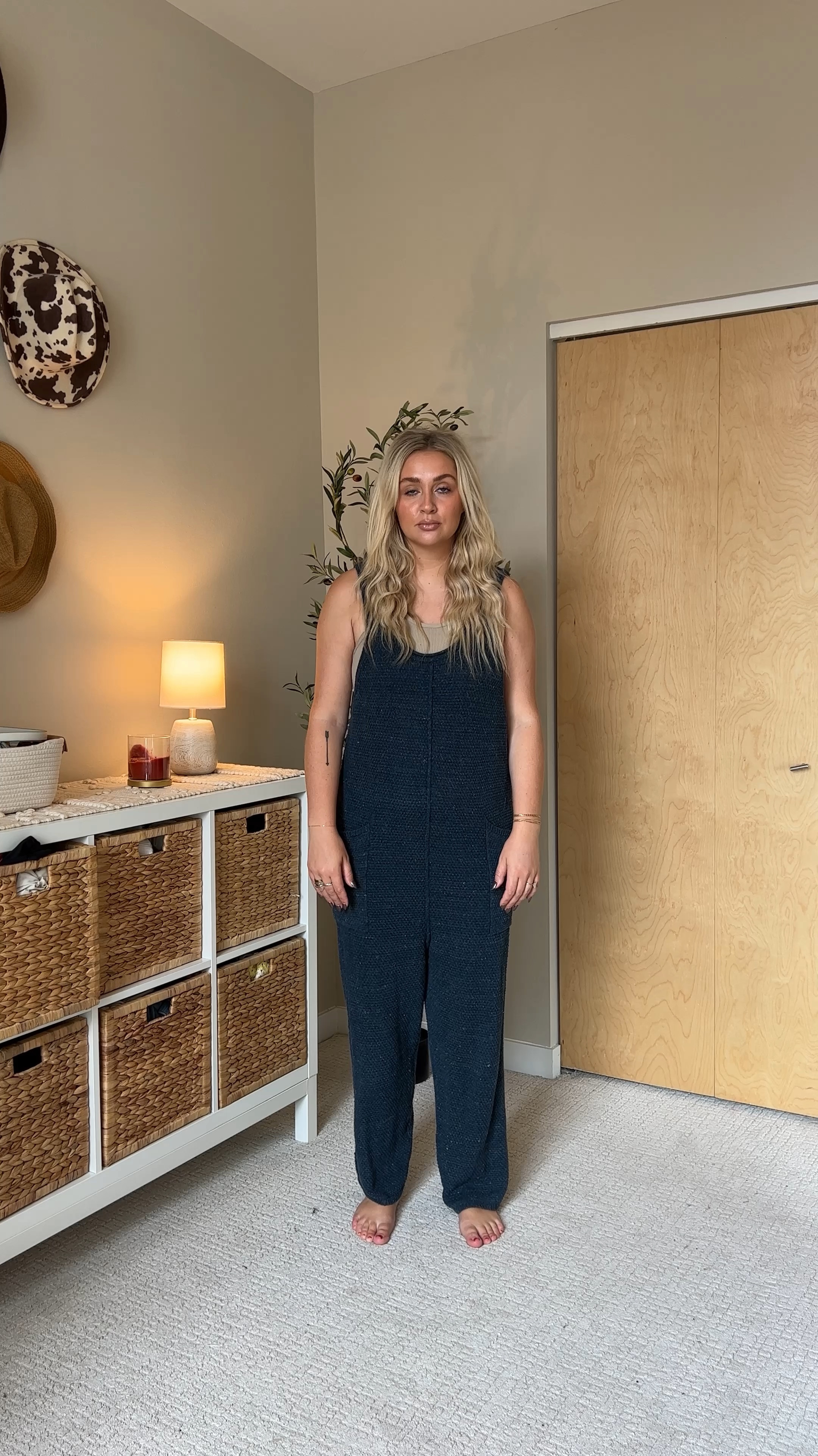 Wearing a small in all the jumpsuits besides the blue one (I should have gotten small) they run big I’m usually a medium at free people! 