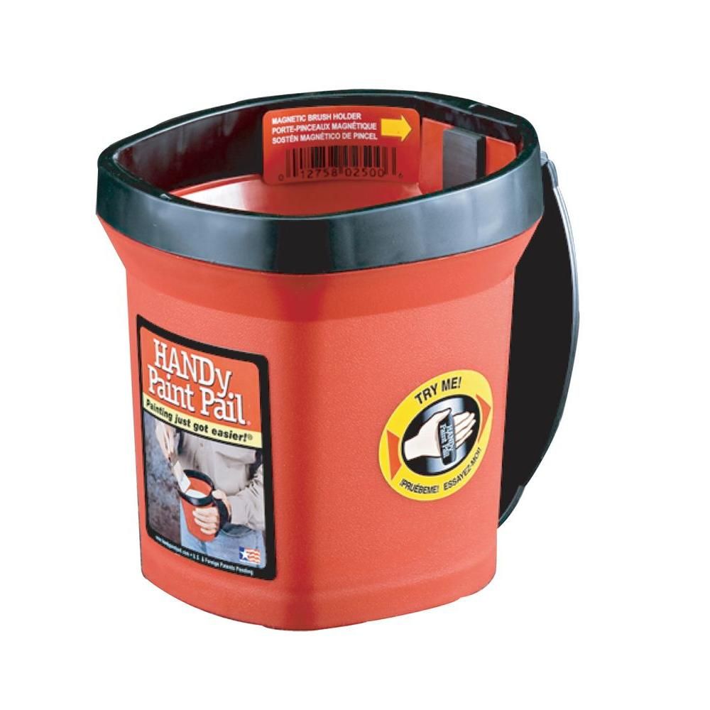 1 qt. Red Paint Pail with Strap and Brush Magnet | The Home Depot