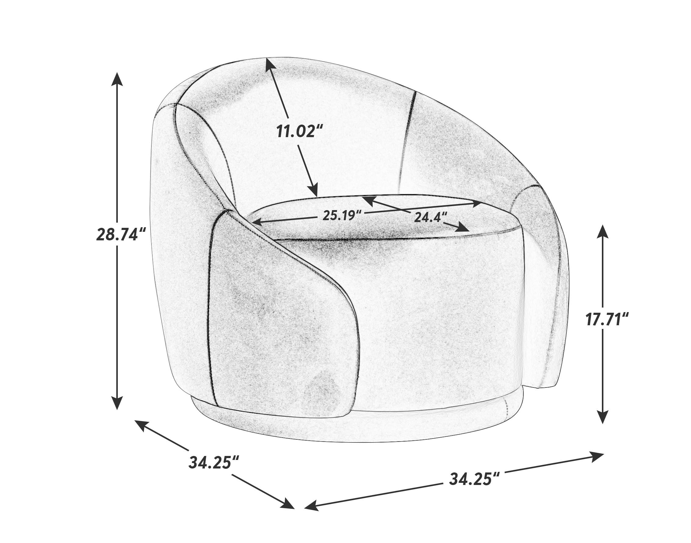 Swivel Barrel Chair, Upholstered Modern Round Accent Arm Chairs, 360° Swivel Single Sofa Armchai... | Amazon (US)