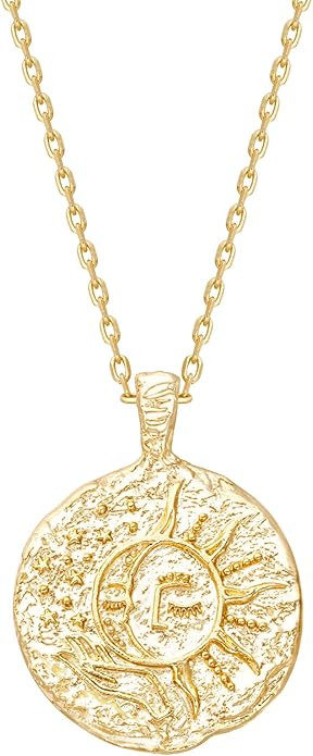 PAVOI Women's 925 Rose Gold Plated Cubic Zirconia Engraved Coin Pendant | Amazon (US)