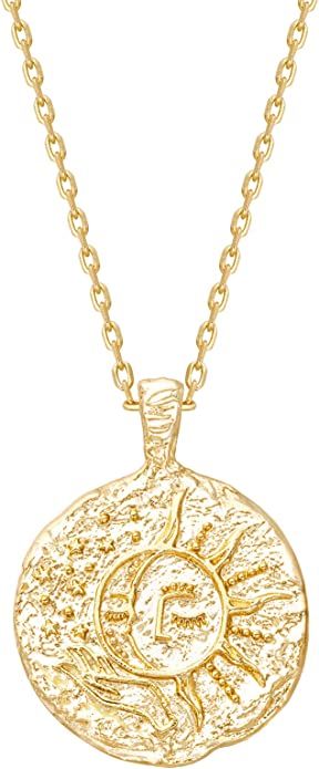 PAVOI Women's 925 Rose Gold Plated Cubic Zirconia Engraved Coin Pendant | Amazon (US)