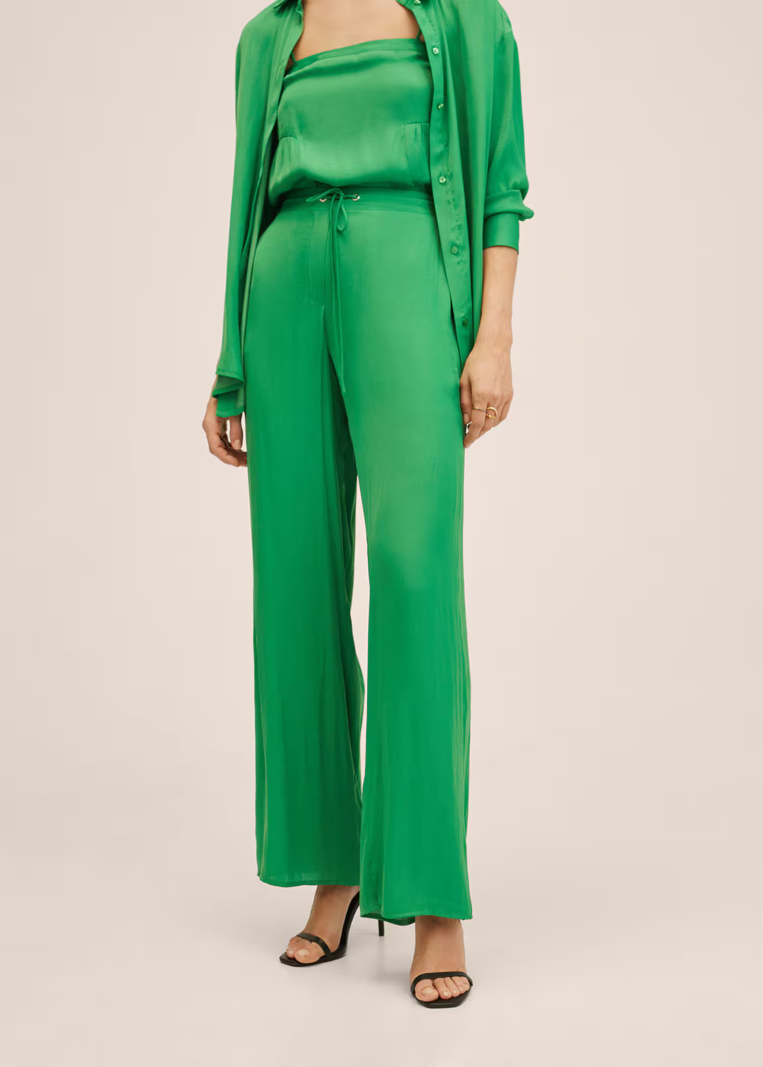 Wideleg pants with elastic waist | MANGO (US)