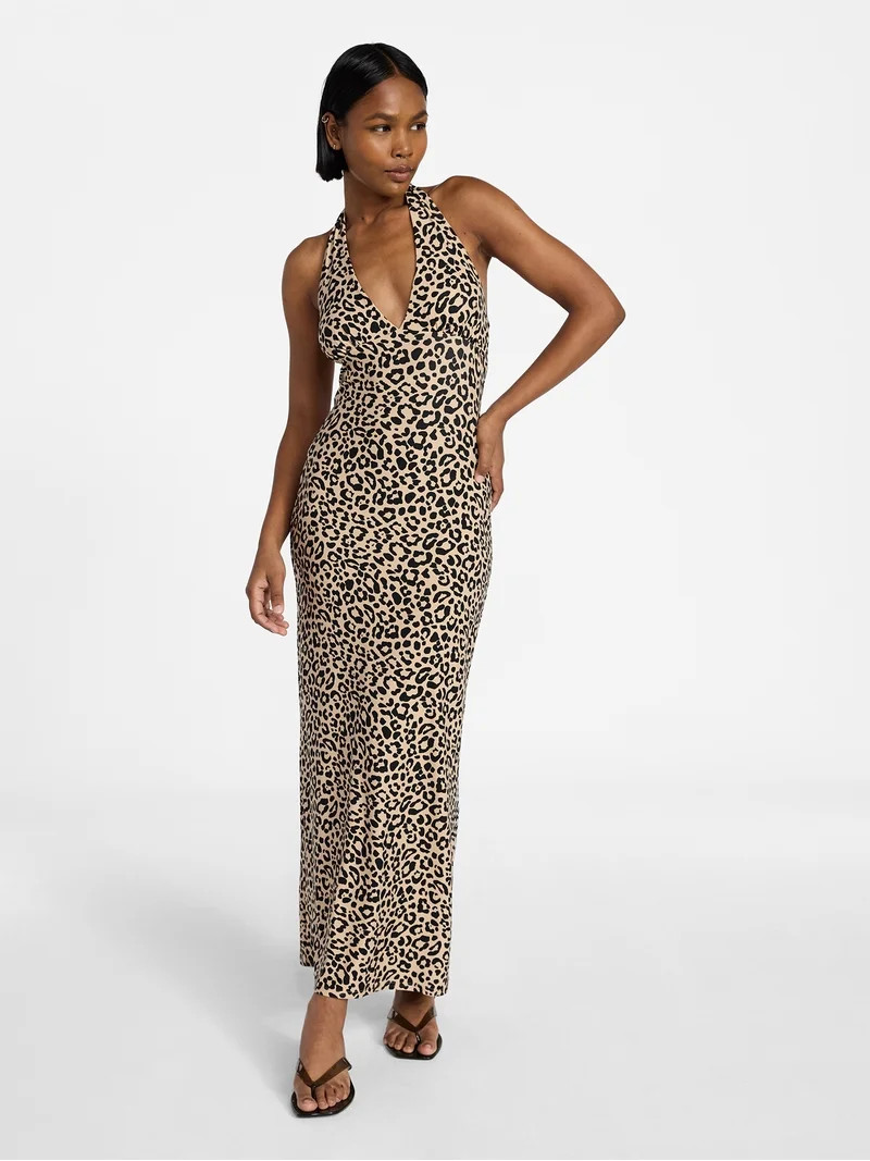 No Boundaries Halter Maxi Dress, Women's & Women's Plus Sizes XXS-4X | Walmart (US)