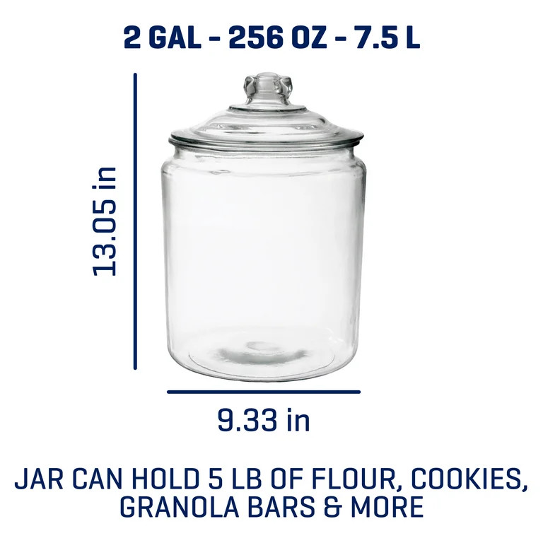 Anchor Hocking Heritage Hill Glass Jar with Lid, 2 Gallon | Walmart (US)