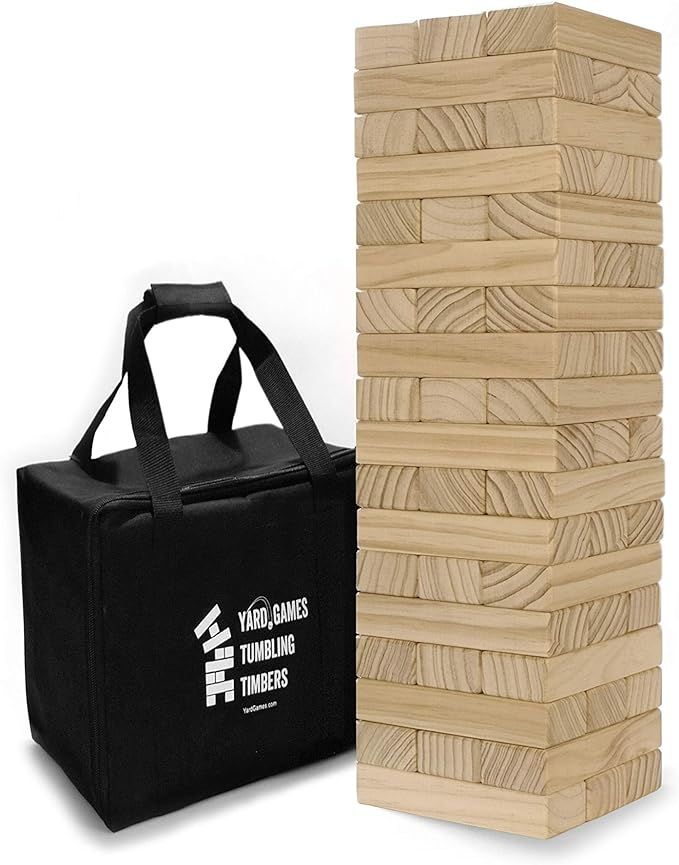 Yard Games Large Jr. Tumbling Timbers with Carrying Case | Starts at 21-Inches Tall and Builds to... | Amazon (US)