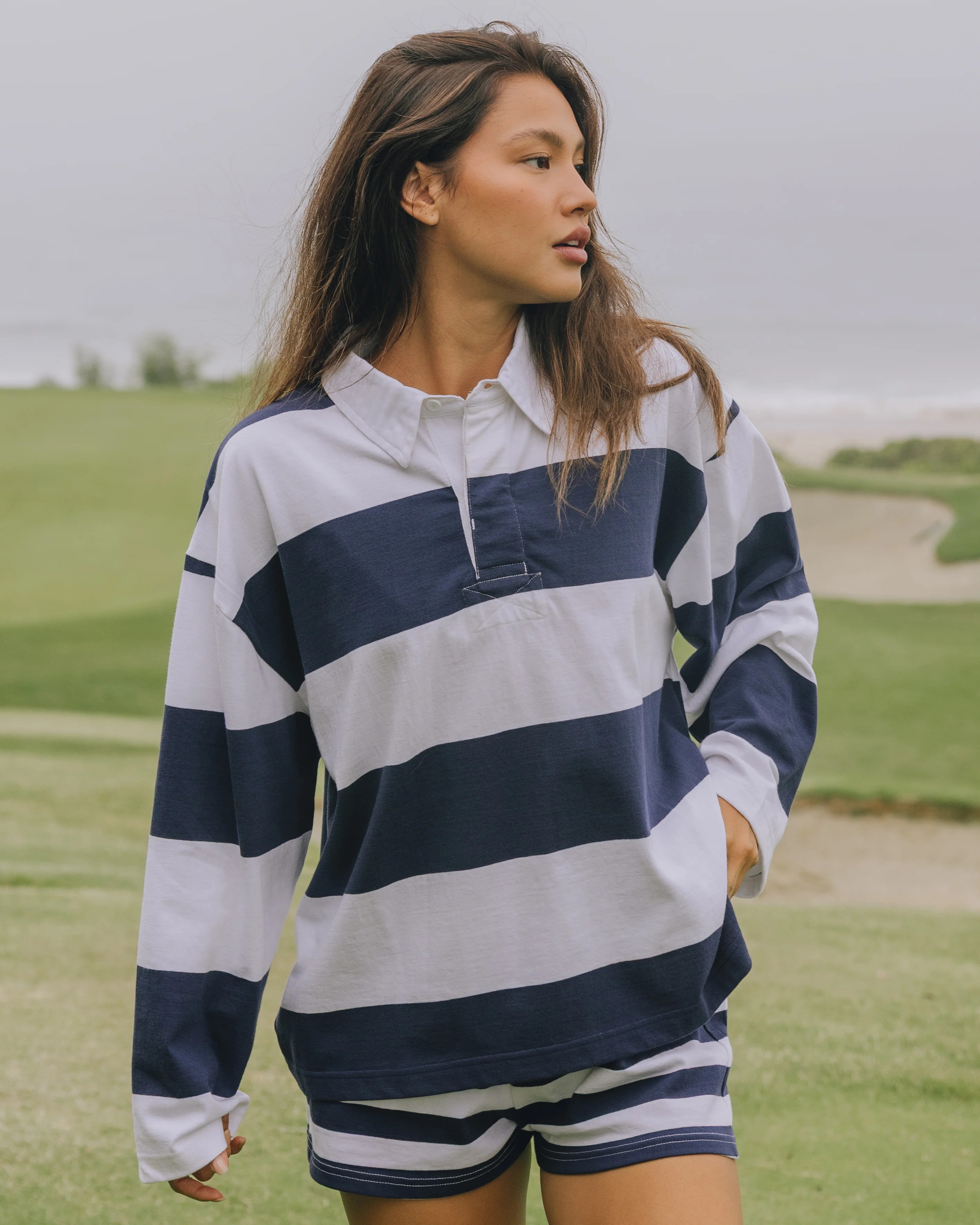 Rugby Tee - Navy + White Stripe | Daily Drills LLC