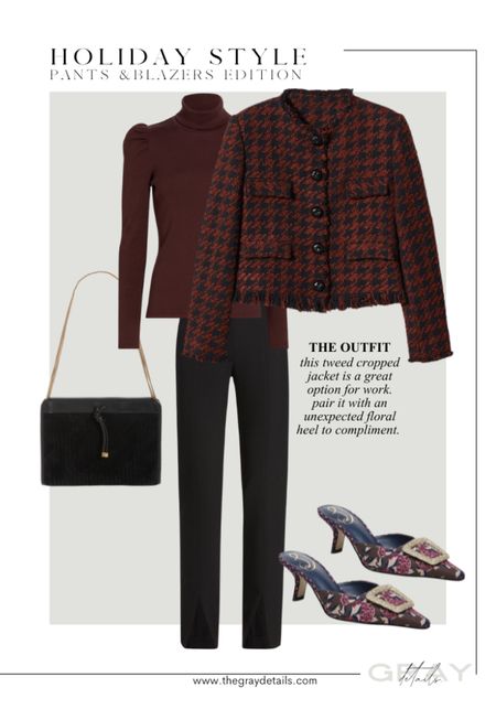 Holiday pant outfit ideas. Tweed jacket is from mango! Shoes on sale at Nordstrom 

#LTKHoliday #LTKworkwear #LTKshoecrush