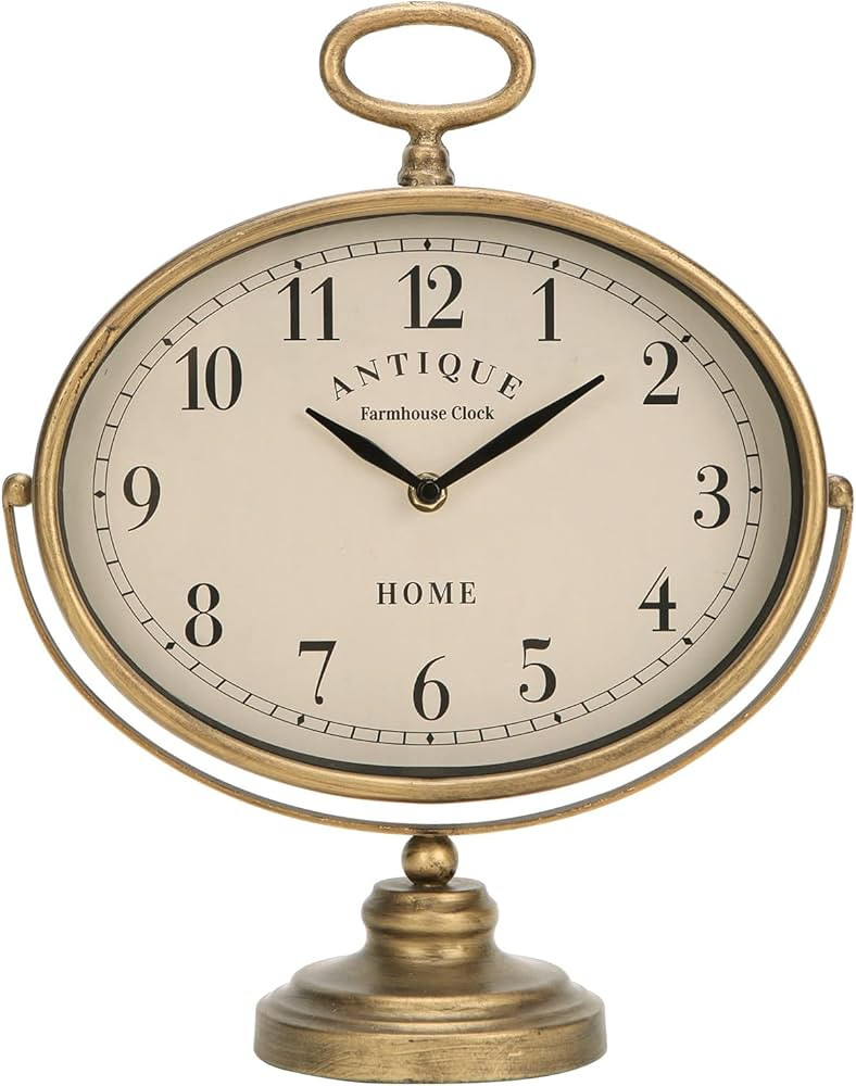 NIKKY HOME Antique Table Clock, Gold Retro Desk Clock with Silent-Non-Ticking Battery Operated Ru... | Amazon (US)