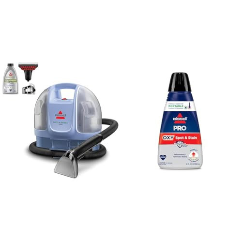 BISSELL Little Green Mini Limited Edition Color Lake Blue, 4075F + Bissell Professional Spot and Stain + Oxy Portable Machine Formula, 32 oz, Single, 32 Fl Oz | Amazon (US)