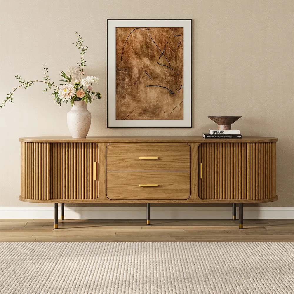 Rolf Oval Wood TV Stand, 70" | Hernest