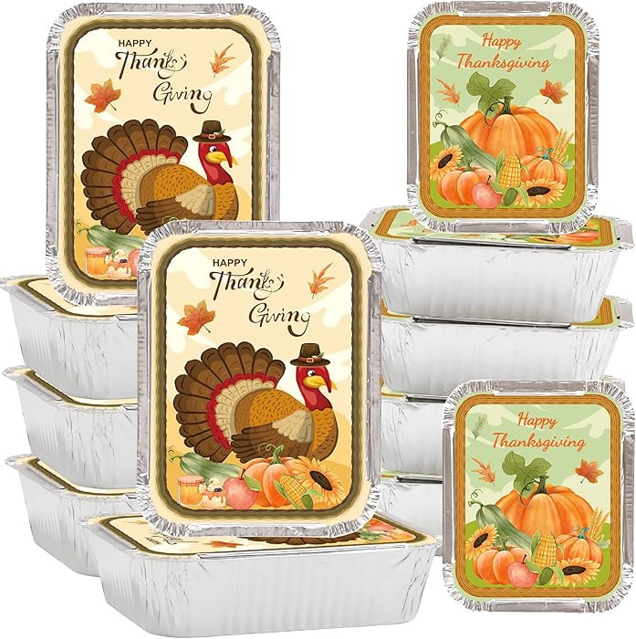 WorldBazaar Thanksgiving Leftover Containers 24PCS Thanksgiving Aluminum Take Home Containers wit... | Amazon (US)