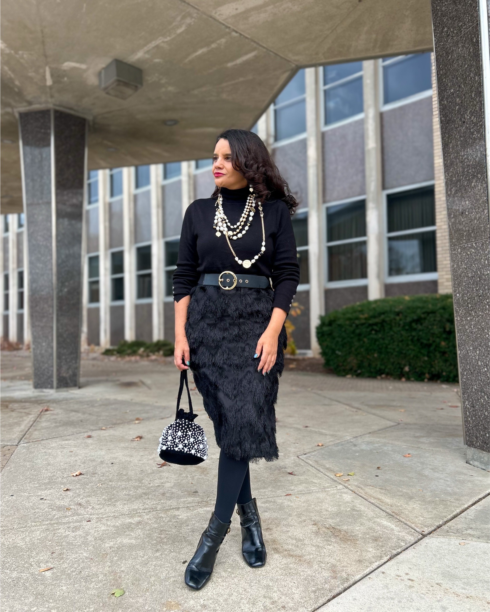 You can always bet on black! Nothing like pearls and all black it makes me think of my Aunt Maxine! I’m channeling her with this outfit! This entire look is currently on sale! Linking this and some of other g
Holiday favs #lovechicos #fashionover40 #midsizefashion #holidaystyle #allblackeverything #over50style 

#LTKHoliday #LTKOver40 #LTKSaleAlert