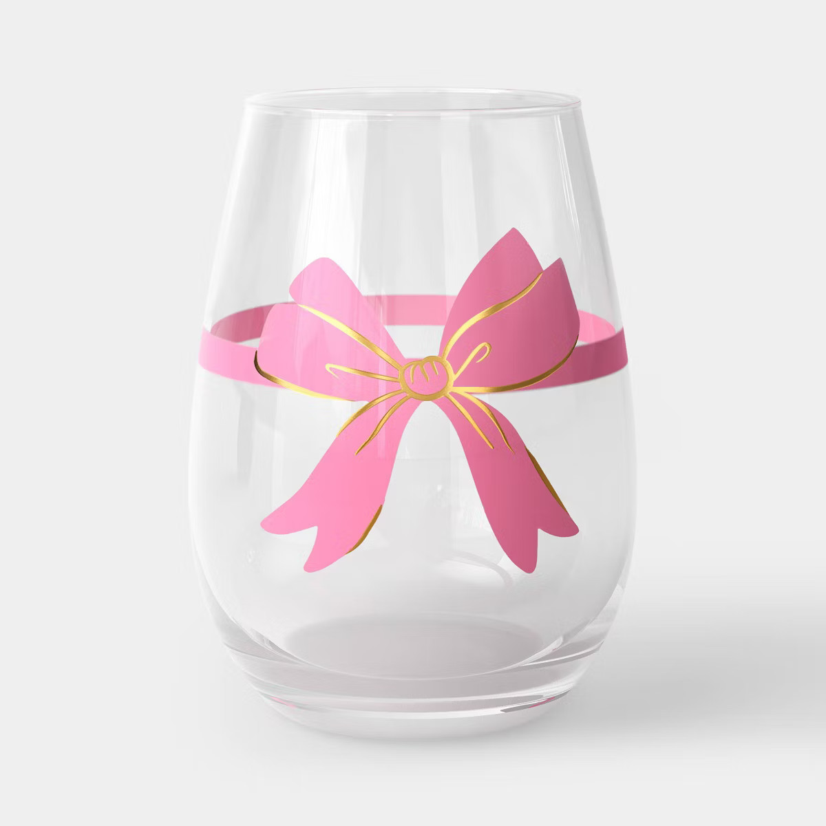 20oz Stemless Wine Pink Bow with Gold Accents Clear | Target