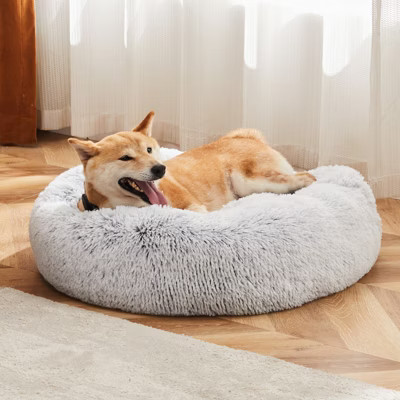 Sevobal Pet Beds Anti-Slip Round Fluffy Plush Faux Fur Cat Bed, Pet Bed For Dog Or Cat, Removable Pet Sofa Bed, Gray, 24.8"*24.8"*5.9" | Target