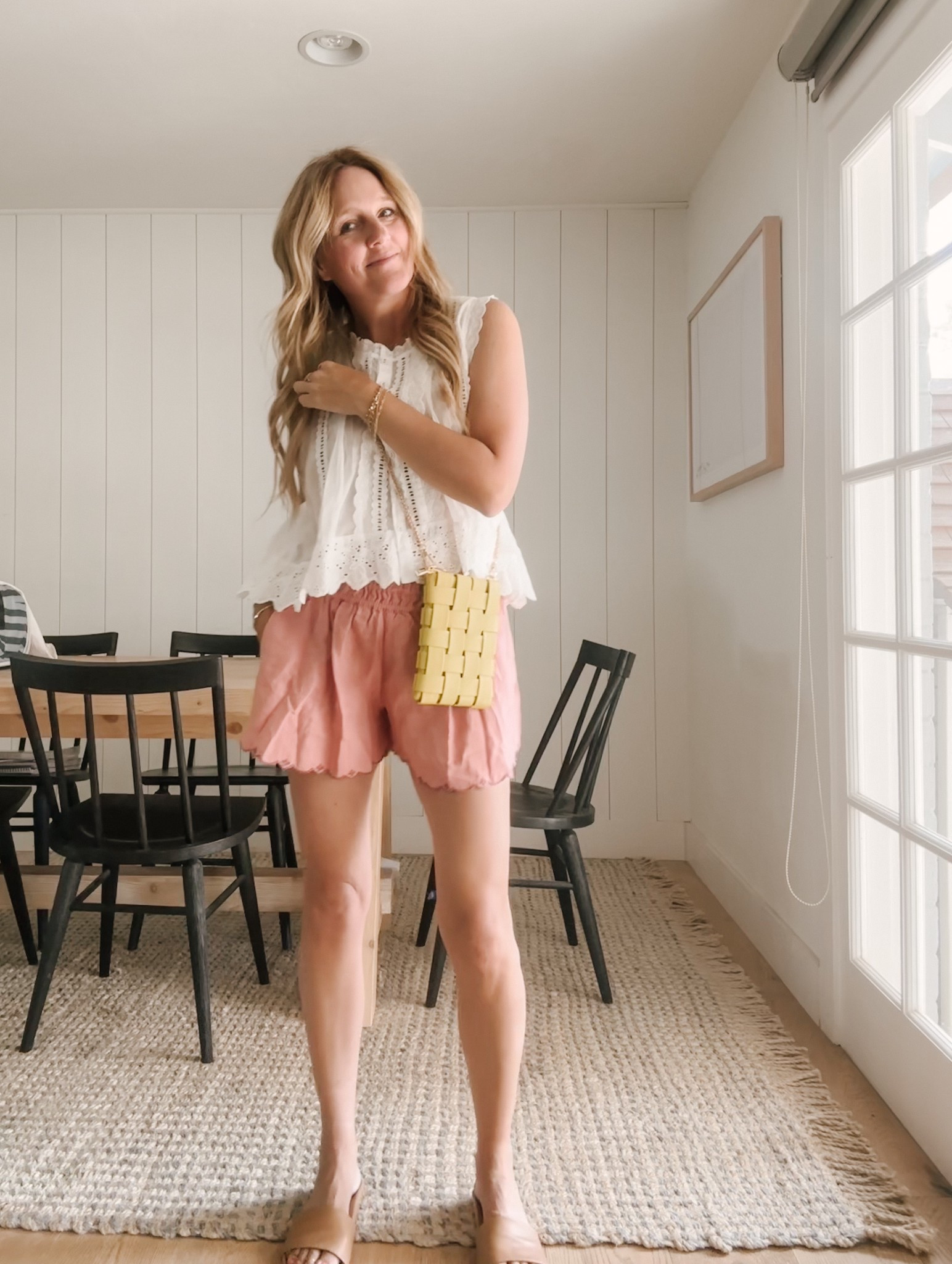 Fav Eyelet Top + easiest pull-on scalloped shorts

This whole outfit screams “I’m just popping over to the farmers market real quick” but like… if I bump into someone, I’m not mad. The scalloped edges are everything.

#SummerShorts #WeekendOutfits #NuulyTryOn #ScallopedStyle #FarmersMarketLook #CuteAndComfy #CasualStyle #LTKUnder100

#LTKFindsUnder100 #LTKSummerEdit
