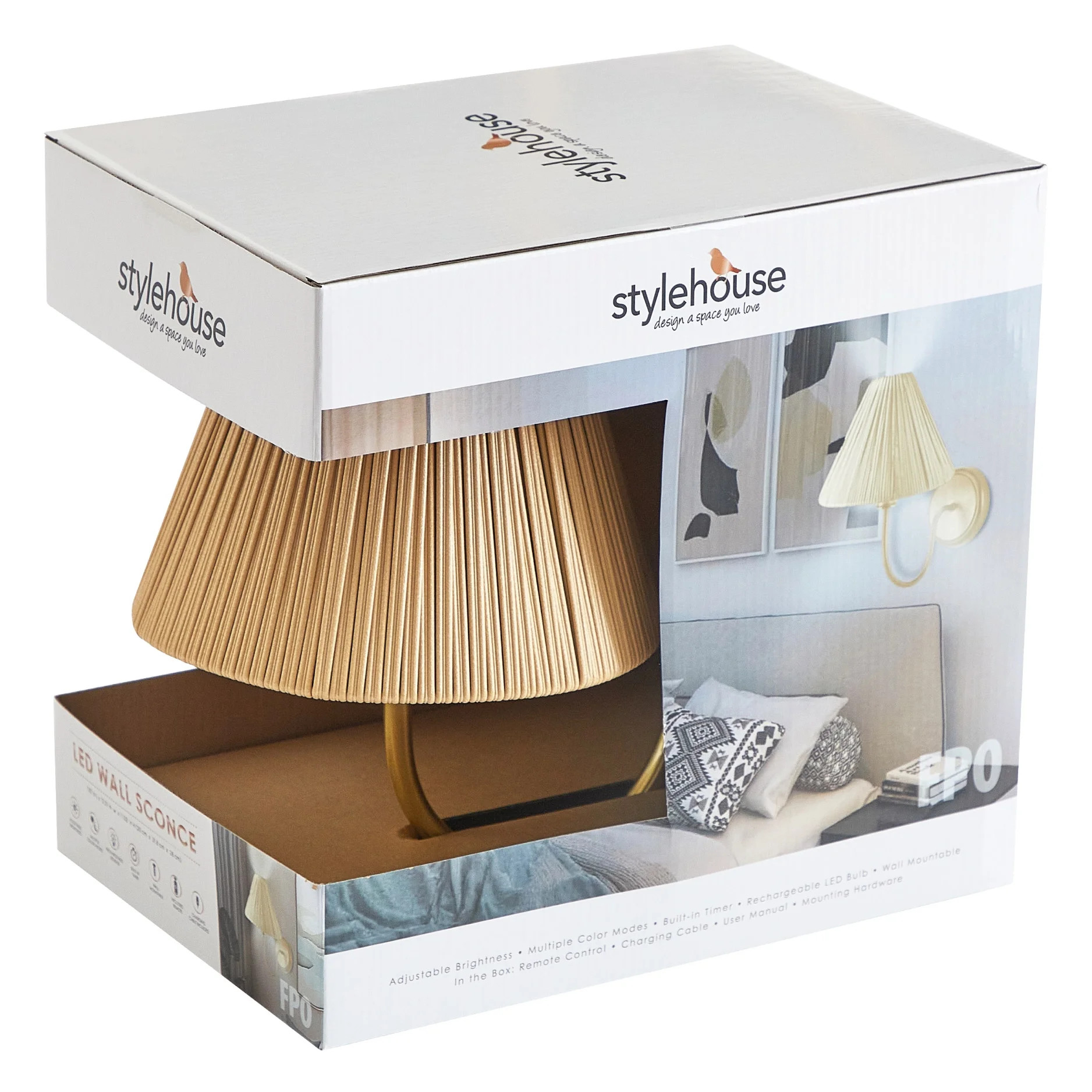 Home Decor Collection Style House Natural Rattan LED Rechargeable Cordless Wall Sconce with Remot... | Walmart (US)