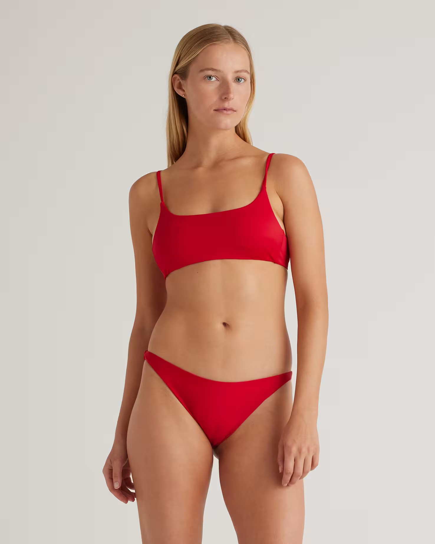 Italian Scoop Neck Bikini Top in Cherry | Quince