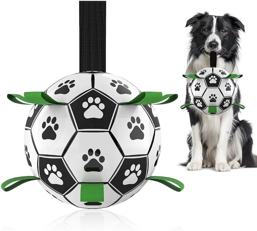QDAN Dog Toys Soccer Ball with Straps, Interactive Dog Toys for Tug of War, Puppy Birthday Gifts,... | Amazon (US)
