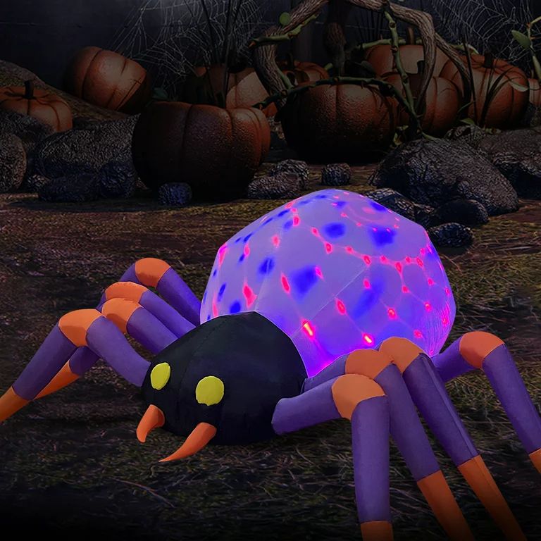 DiiKoo 8ft Halloween Inflatables Spider with Eight feet Built-in Flash LED Light, Holiday Outdoor... | Walmart (US)