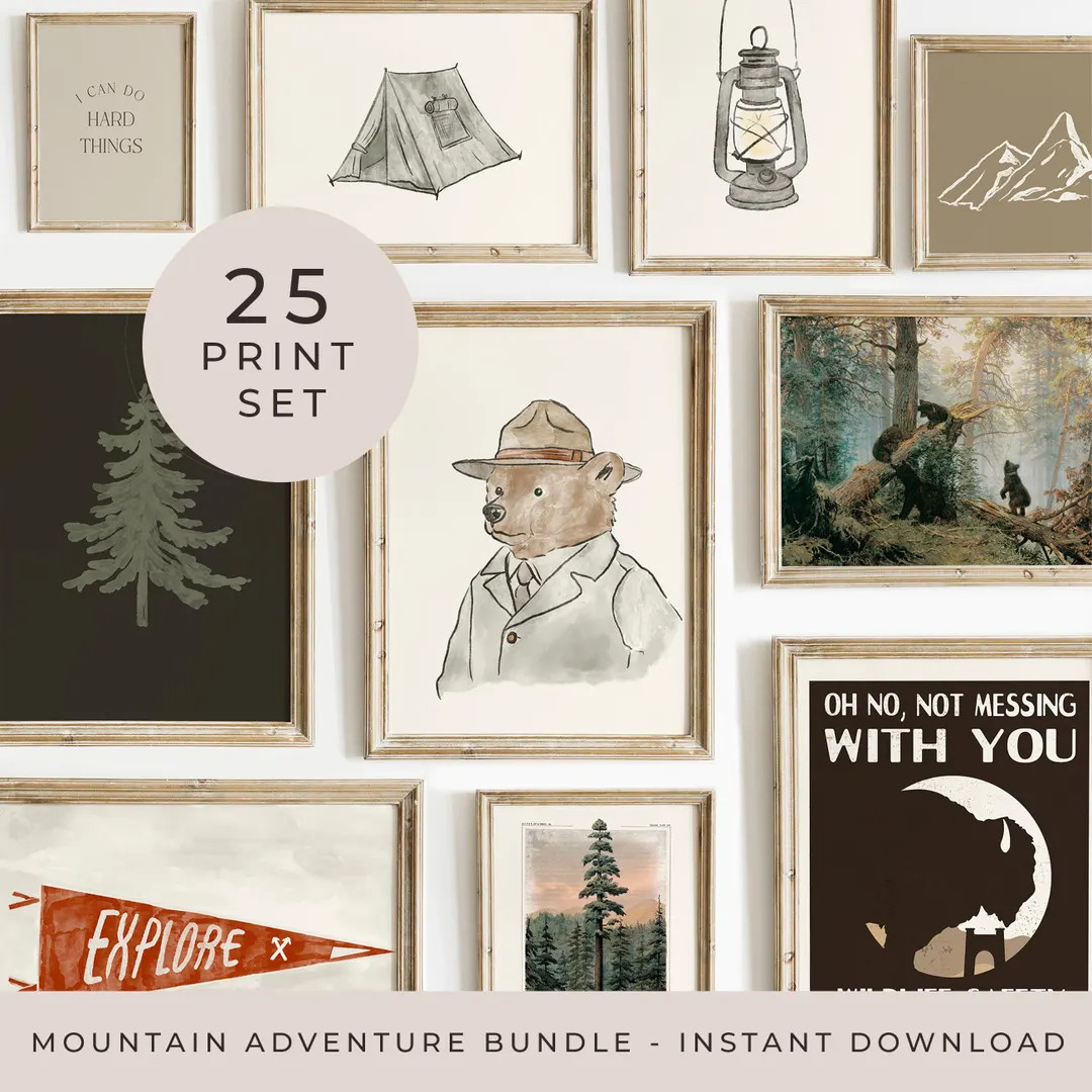 Outdoor Boy Prints Camping Boy Nursery Art Bundle Camp Theme Wall Decor Boy Mountain Adventure Ro... | Etsy (US)