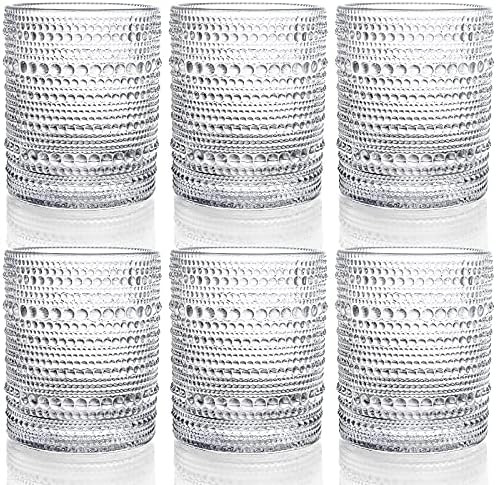 ZOOFOX Set of 6 Romantic Water Glasses, 12 oz Hobnail Glasses Tumbler, Clear Embossed Vintage Gla... | Amazon (US)
