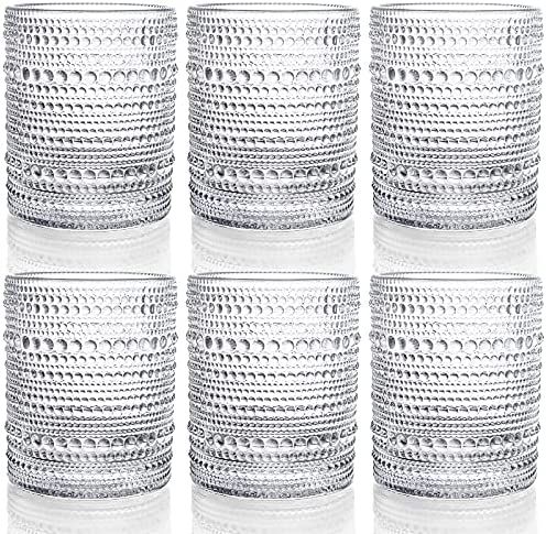 Amazon.com | ZOOFOX Set of 6 Romantic Water Glasses, 12 oz Hobnail Glasses Tumbler, Clear Embosse... | Amazon (US)