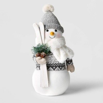 15&#34; Fabric Snowman with Skis Decorative Figurine - Wondershop&#8482; | Target