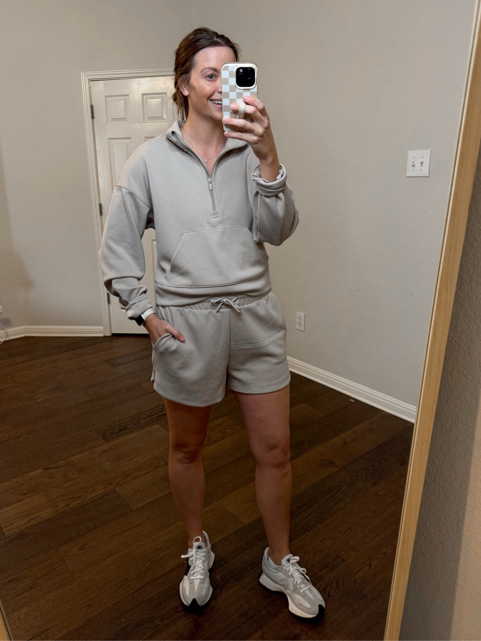 Matching set
Wearing a small in top and M in shorts 
New Balance sneakers are tts 