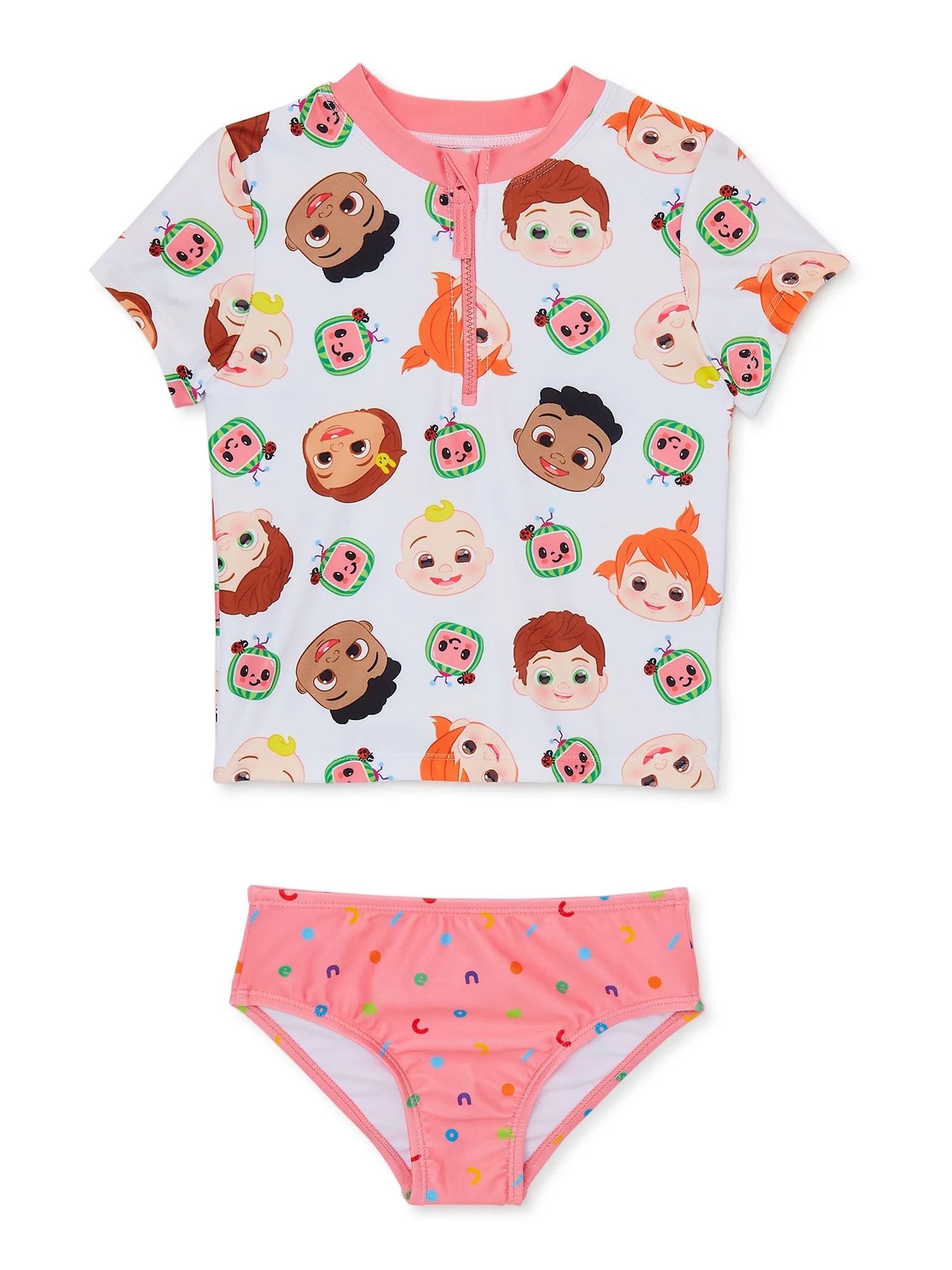 CoComelon Toddler Girl Short Sleeve Rashguard and Swim Bottom Set, 2-Piece, Sizes 12M-5T | Walmart (US)