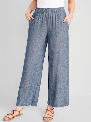 High-Waisted Linen-Blend Wide-Leg Pants for Women | Old Navy (US)