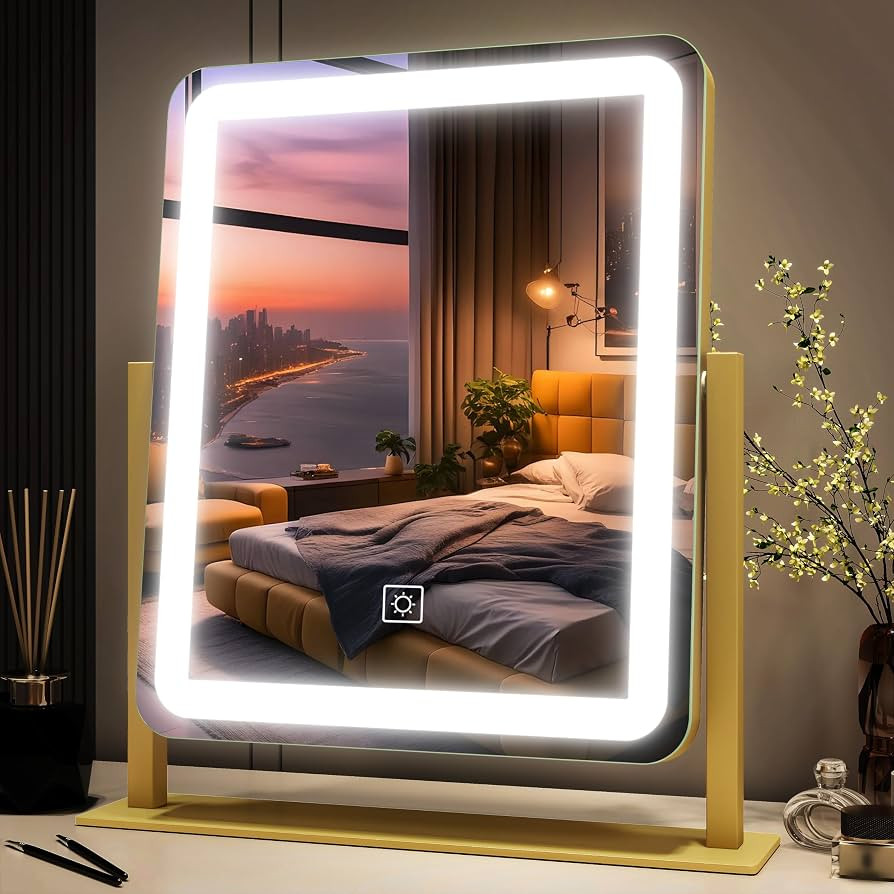 FENNIO Vanity Mirror with Lights - 15"x12.6" LED Lighted Makeup Mirror, Large Makeup Mirror with ... | Amazon (US)