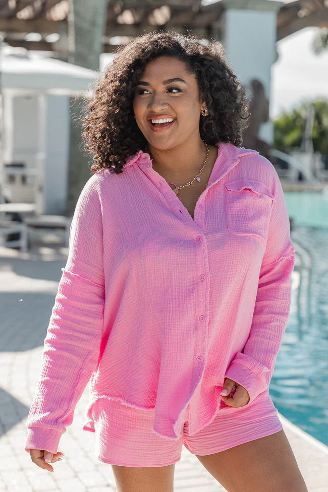 Let Me Adore You Pink Button Front Gauze Blouse FINAL SALE | Pink Lily