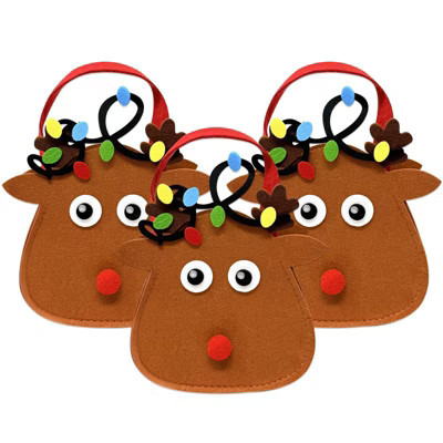 Wrapables Christmas Gift Bags, Felt Reindeer Treat Bags, Holiday Gift Wrap, Holiday Decor 3pcs | Target
