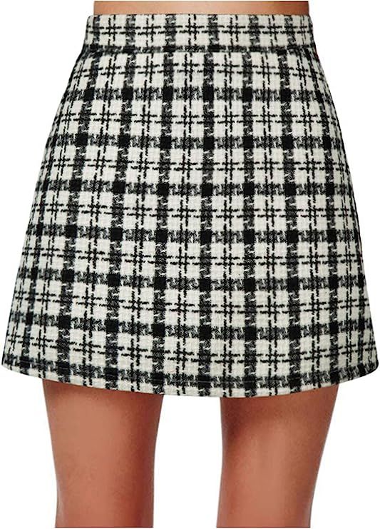 PERSUN Red Short Plaid A-line Mini Skirt | Amazon (US)